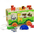 Vente chaude de zoo bus toy éducatif drôle de jouets OEM véhicules en bois bus pour enfantsEZ5113